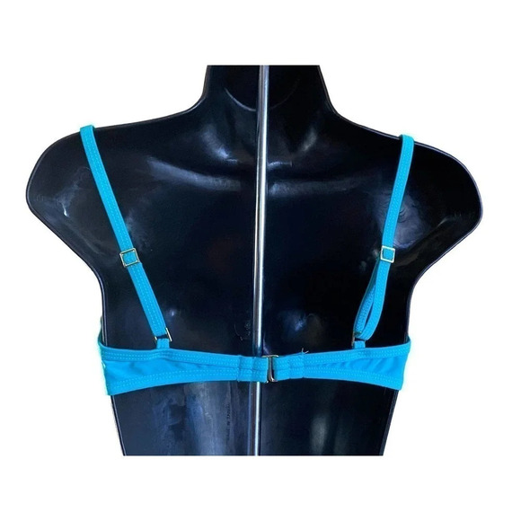 La Blanca Swim Bikini Top Size 6 Blue Loop Hook Closure Beach Ready Swimwear - Picture 2 of 9